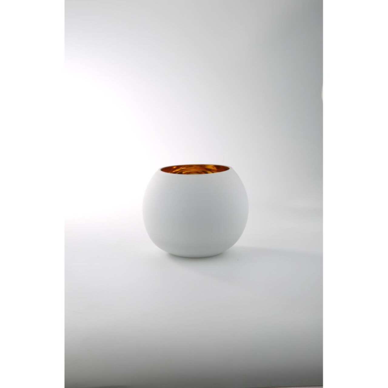 CC Home Furnishings 7.5" White and Gold Modern Style Spherical Decorative Glass Vase
